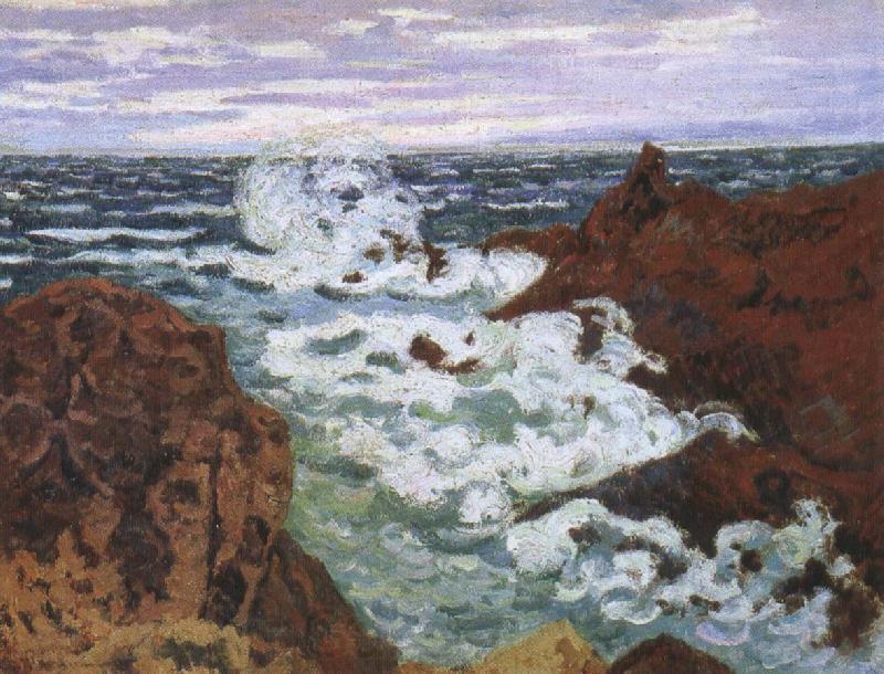 cesar franck an impressionist seascape storm at agay Spain oil painting art